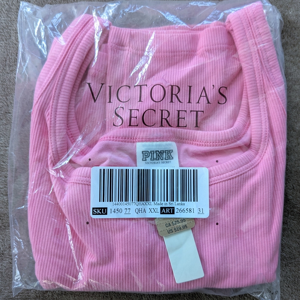 PINK Victoria's Secret Pink Cropped Rib Tank Top Dreamy Pink XXL New